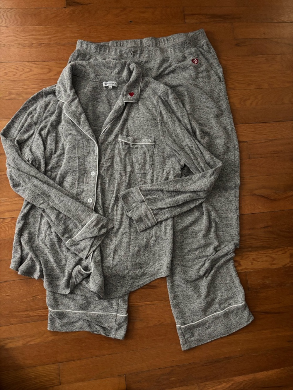Cozy Peloton Gray Two-Piece Pajama Set